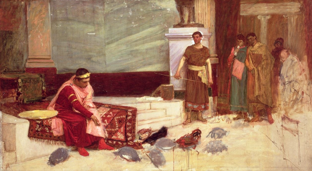 The Favorites of the Emperor Honorius (AD 384-423) (olje på lerret) av John William Waterhouse