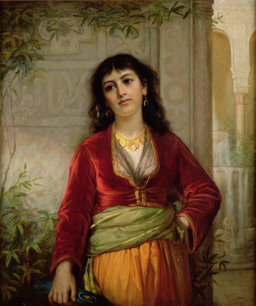 The Unwelcome Companion (A Street Scene in Cairo), ca. 1872-73 (olje på lerret) av John William Waterhouse