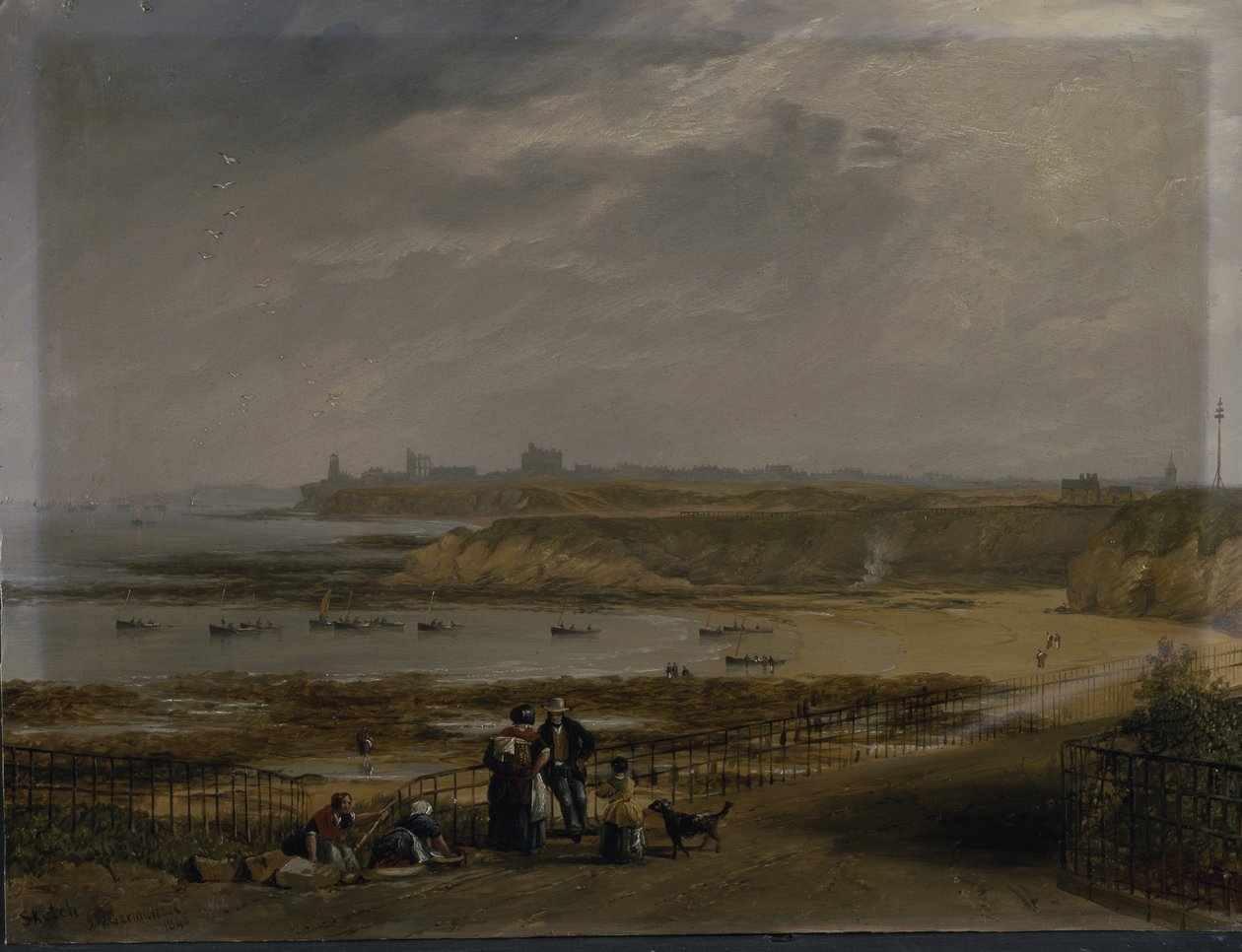 Cullercoats ser mot Tynemouth - Ebbe av John Wilson Carmichael