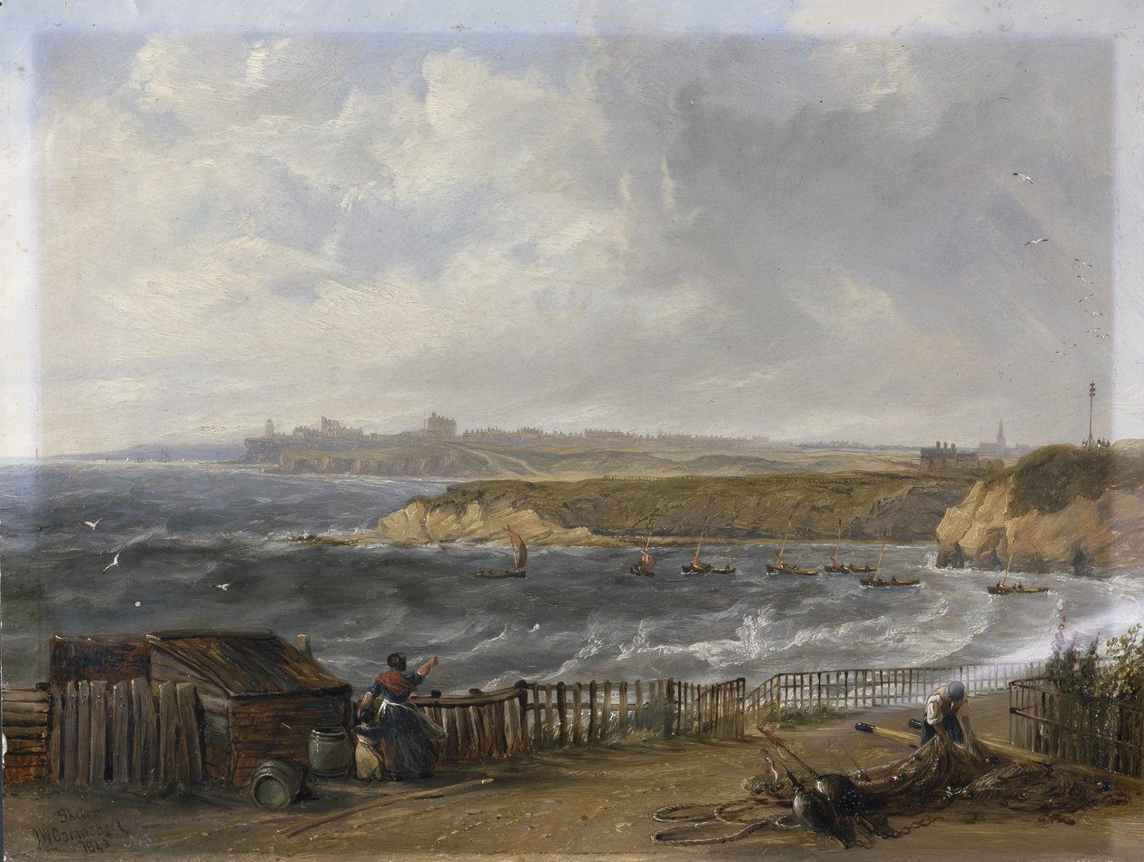 Cullercoats ser mot Tynemouth - Flomvann av John Wilson Carmichael