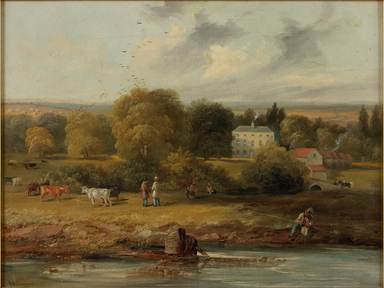 Landskap med et landsted, 1838 av John Wilson Carmichael