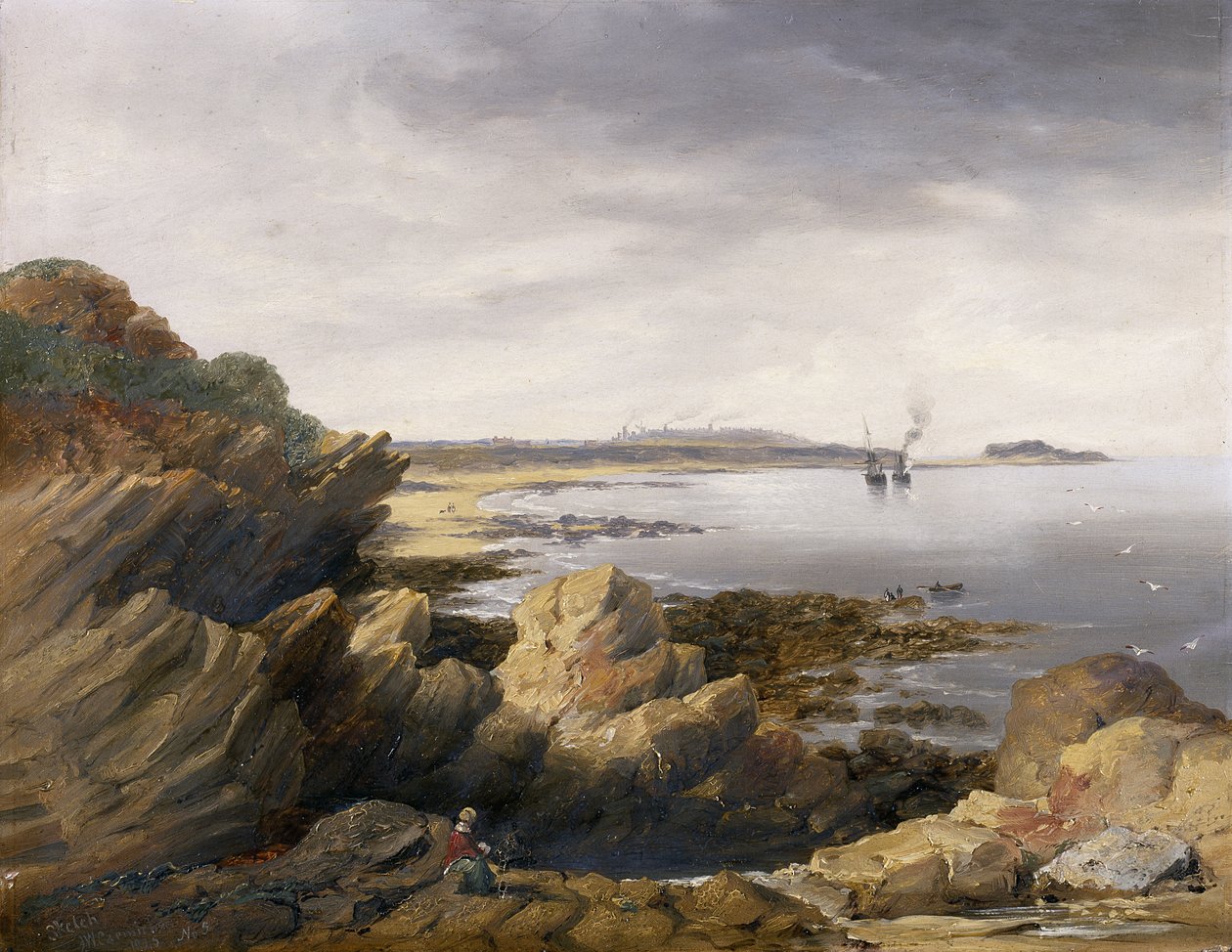 St. Mary's Island fra Whitley Rocks av John Wilson Carmichael