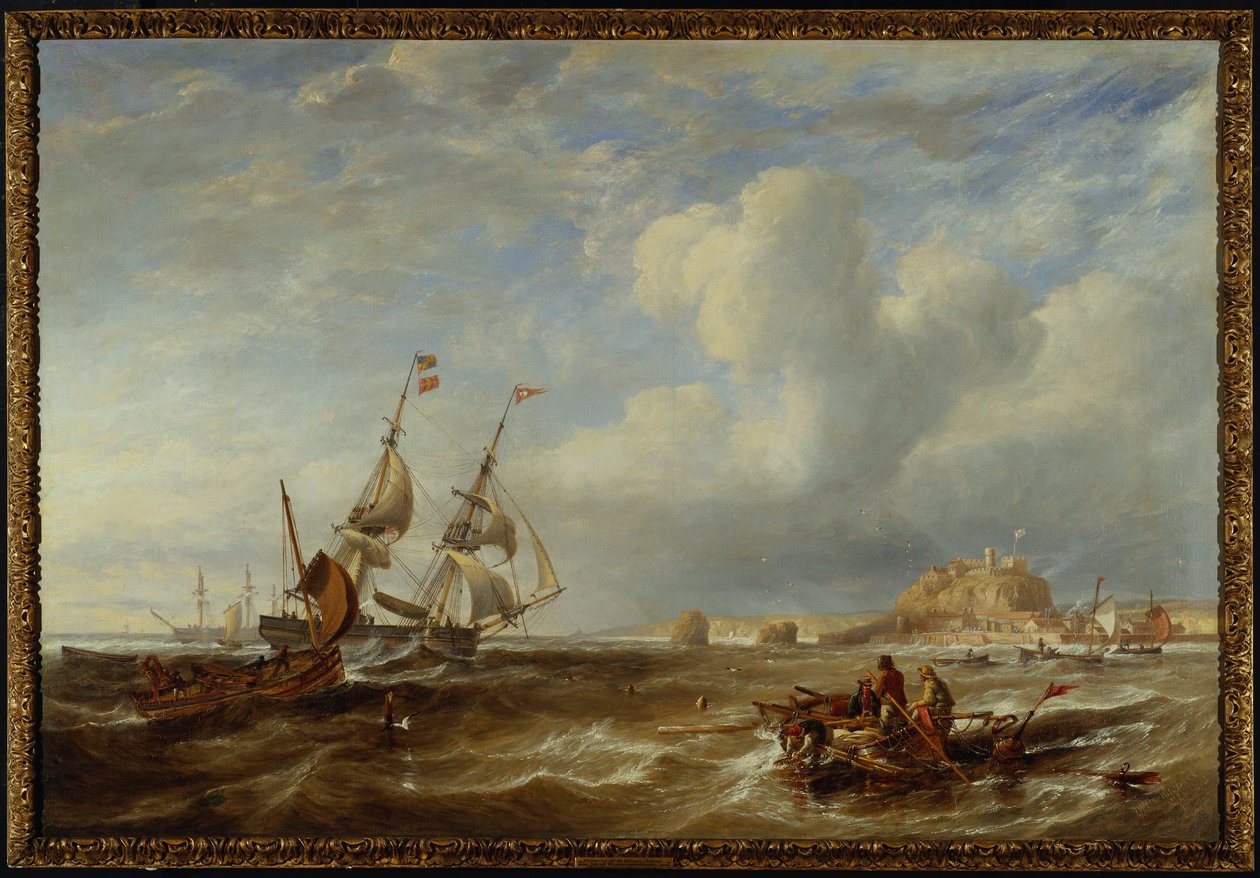 Den 78 tonn tunge Brigantine "The Advocate" utenfor St. Helier, Jersey, 1749 av John Wilson Carmichael