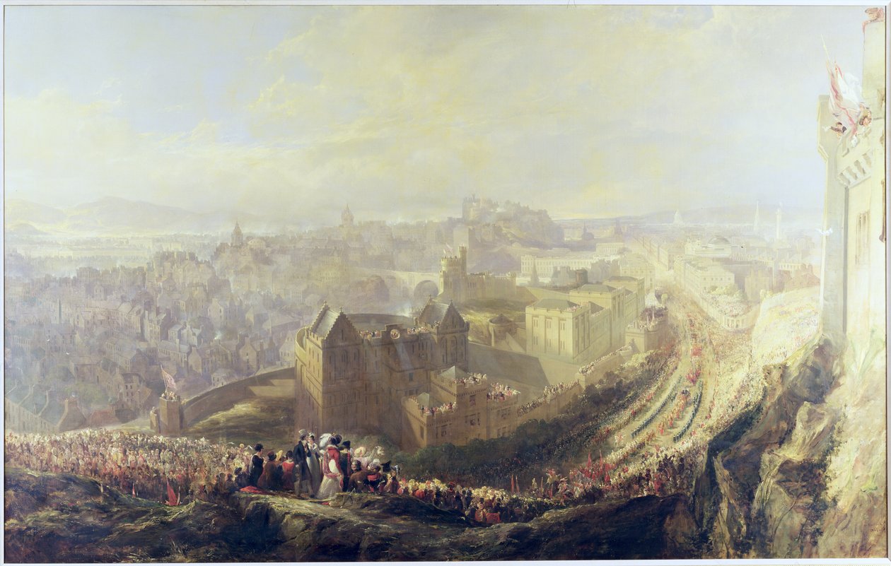 George IVs inntreden i Edinburgh fra Carlton Hill, 1822 av John Wilson Ewbank