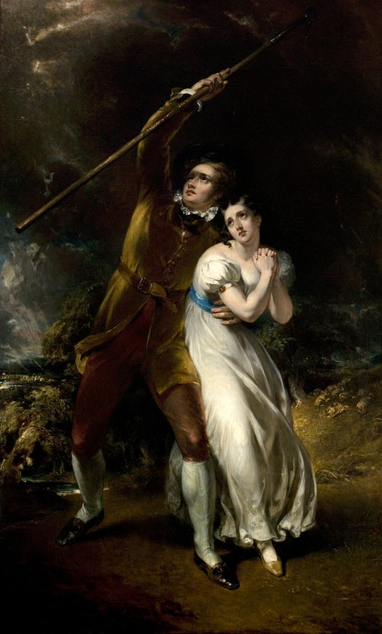 Celadon og Amelia i en storm, 1840-49 av John Wood