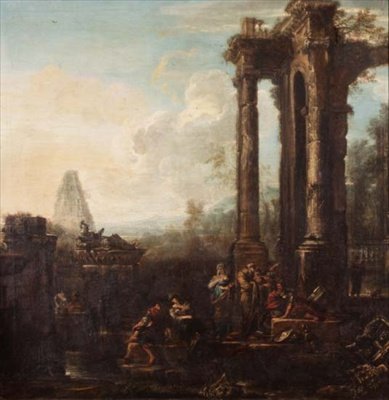 En capriccio av klassiske ruiner av John Wootton