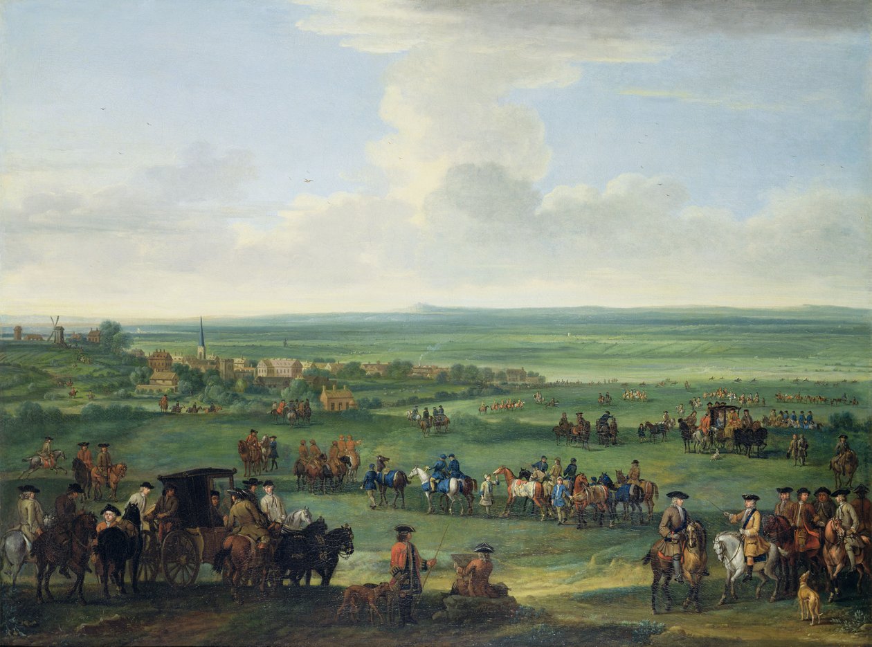 George I (1660-1727) på Newmarket, 4. eller 5. oktober 1717, ca. 1717 (olje på lerret) av John Wootton