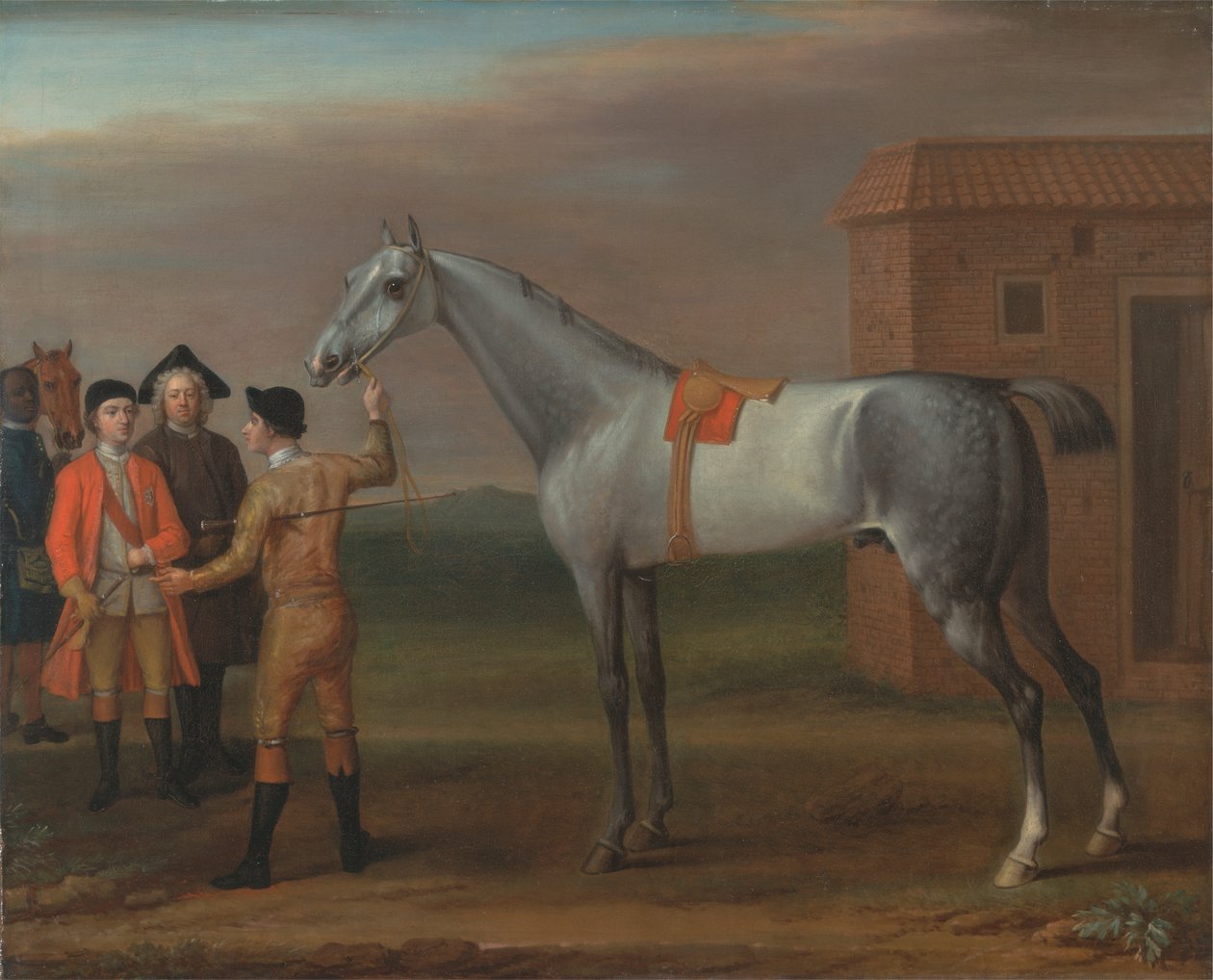 Lamprey, med sin eier Sir William Morgan, på Newmarket av John Wootton