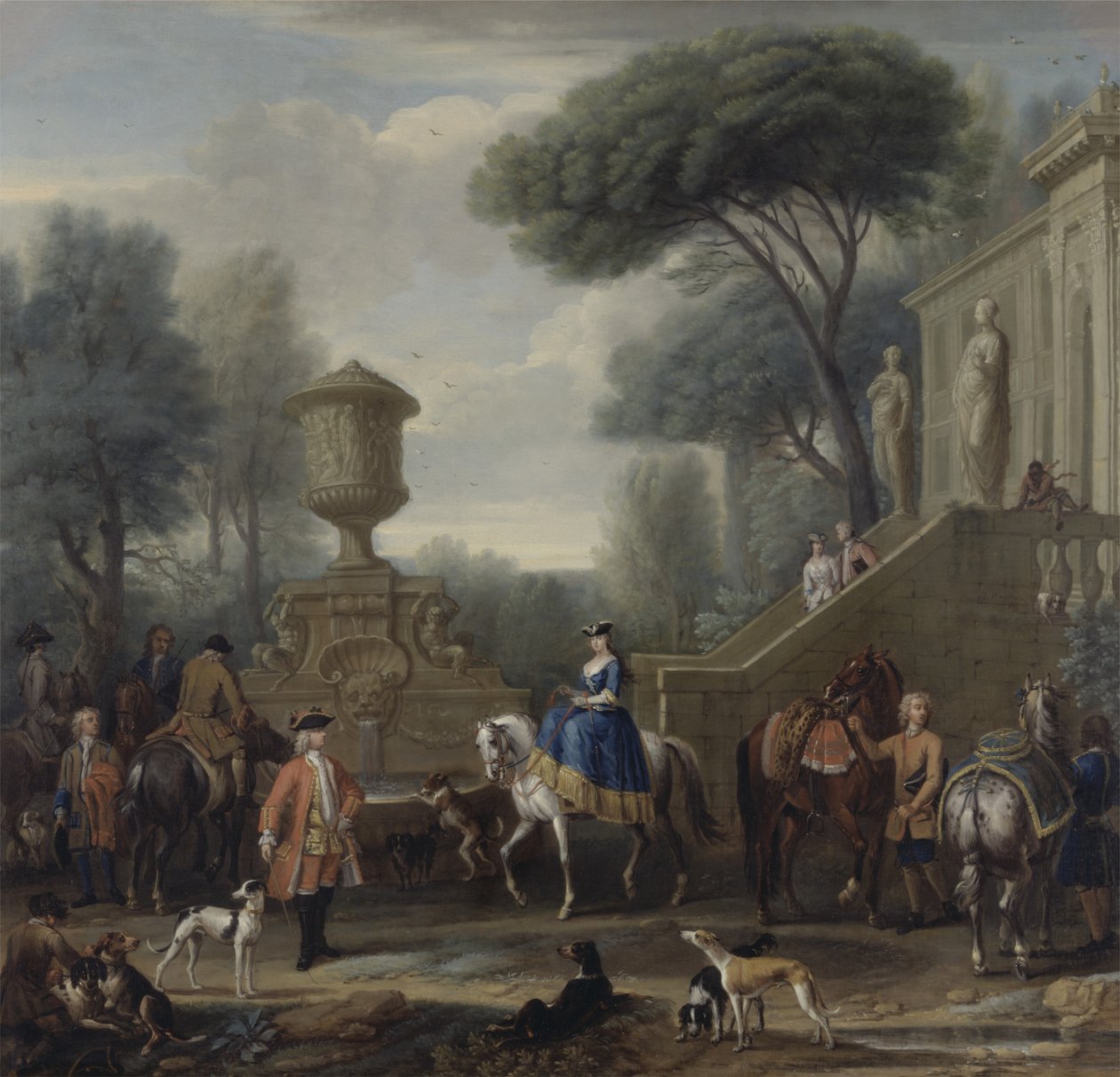 Forbereder for jakten, ca. 1740-50 (olje på lerret) av John Wootton