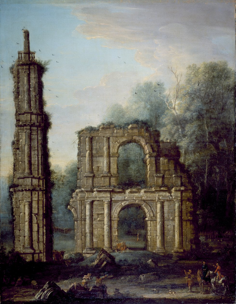 Ruinene av Holdenby Castle, Northamptonshire, ca. 1735-45 (olje på lerret) av John Wootton