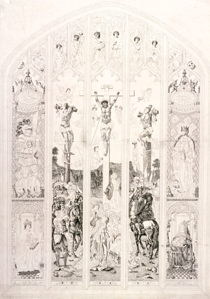 Østvindu i St Margaret, Westminster, som viser korsfestelsen, London, 1787 av John Wright