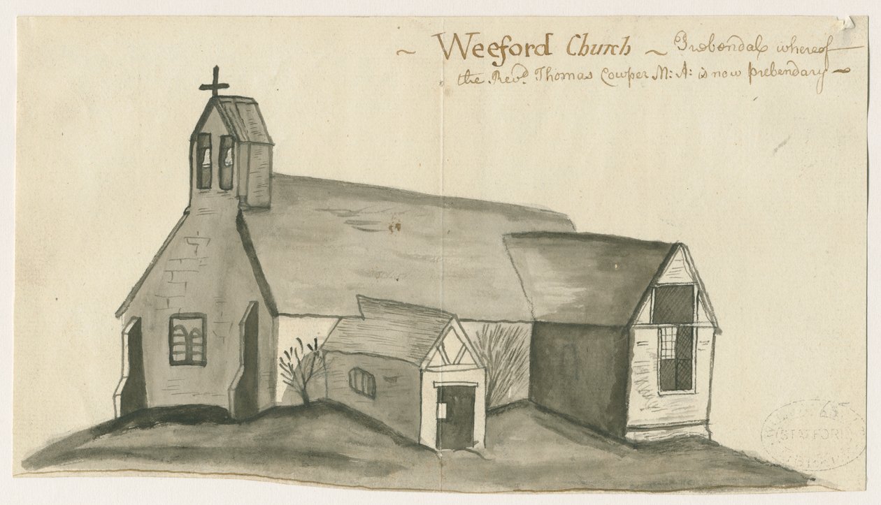 Weeford Church: sepia vasketegning, nd [1784] (tegning) av John Wright