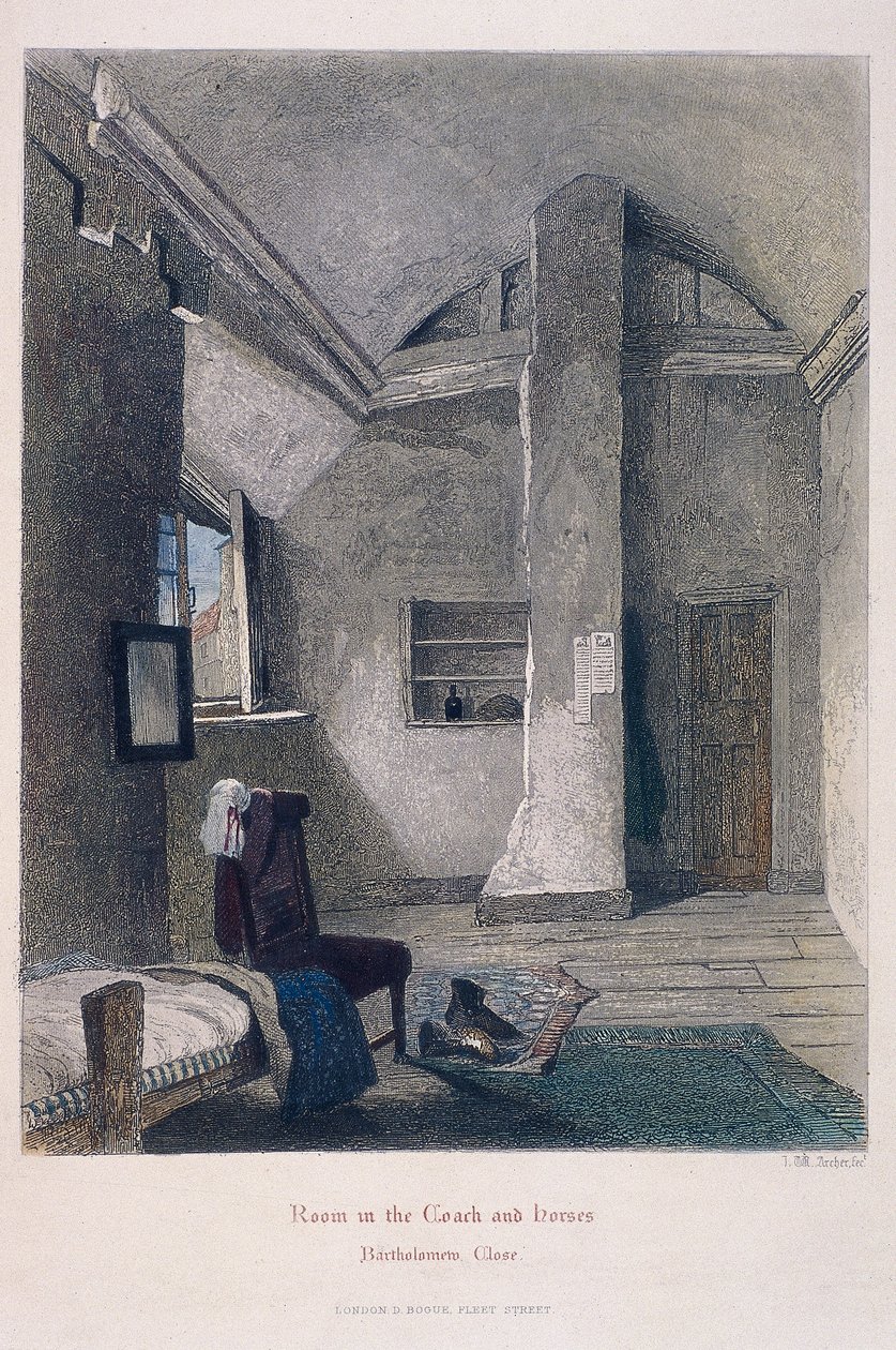 Coach and Horses Inn, Bartholomew Close, London, 1851 av John Wykeham Archer