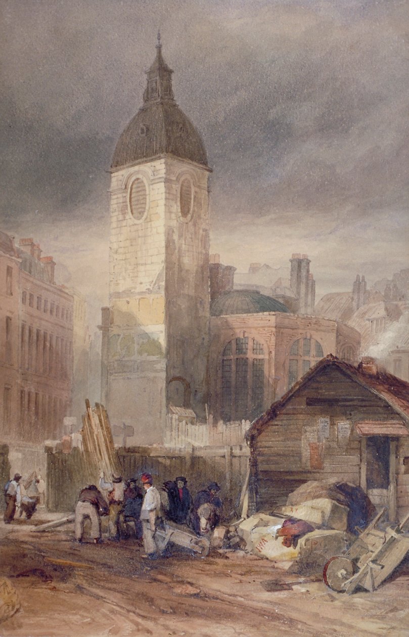 Riving av Church of St Benet Fink, City of London, 1844 av John Wykeham Archer