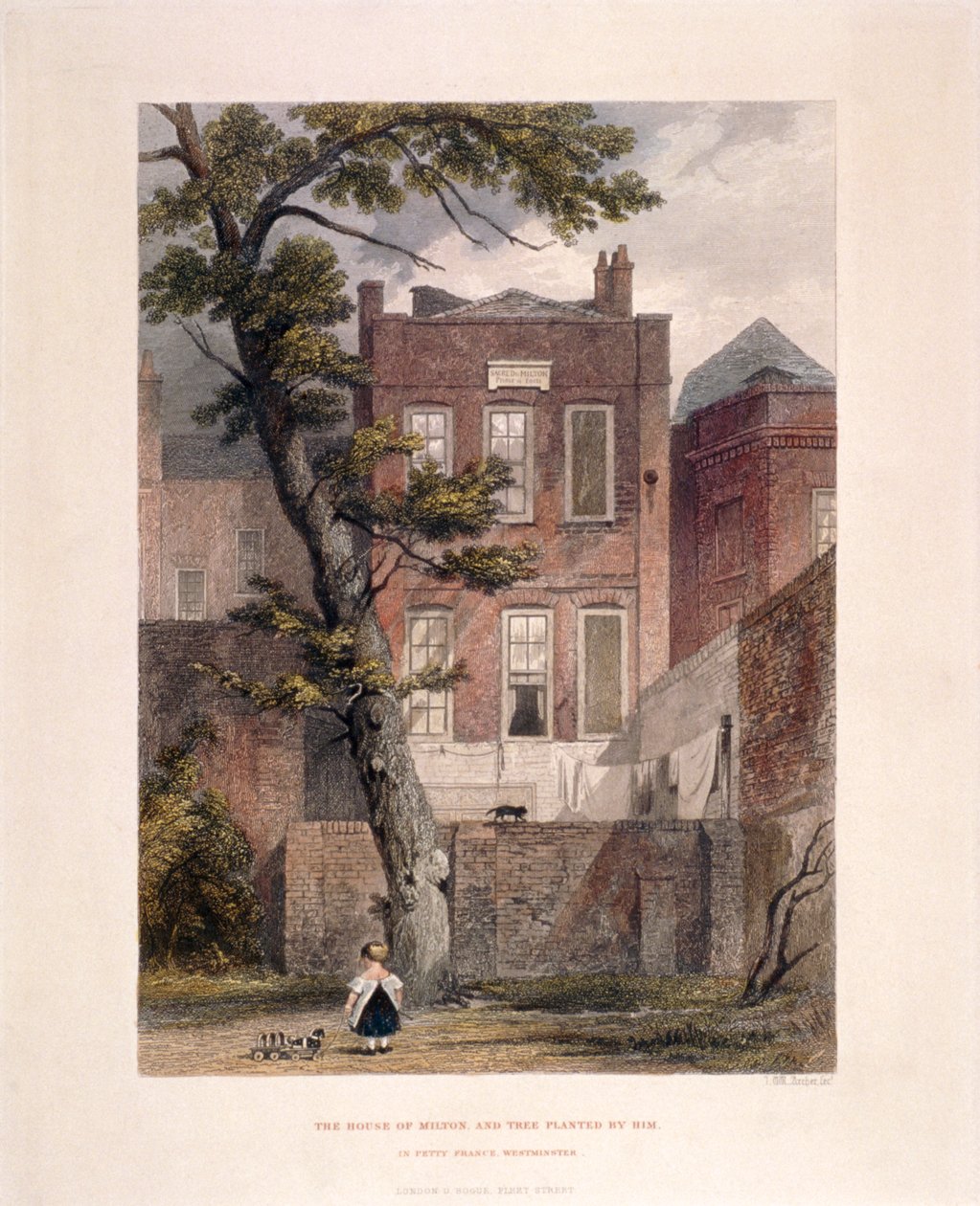 Utsikt over Miltons bolig, Petty France, Westminster, London, 1851 av John Wykeham Archer