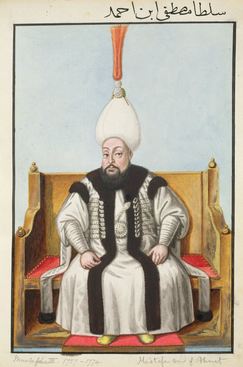 Mustapha III (1717–74) Sultan 1757–74, fra «En serie portretter av Tyrkias keisere» av John Young