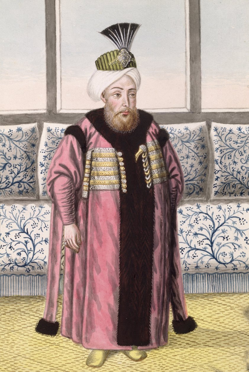 Mustapha II (1664–1703) Sultan 1695–1703, fra «En serie portretter av Tyrkias keisere» av John Young