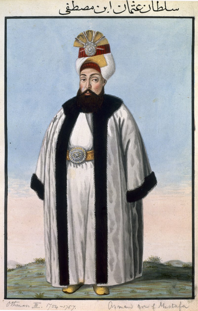 Othman (Osman) III (1699–1757) Sultan 1754–57, fra «En serie portretter av Tyrkias keisere» av John Young