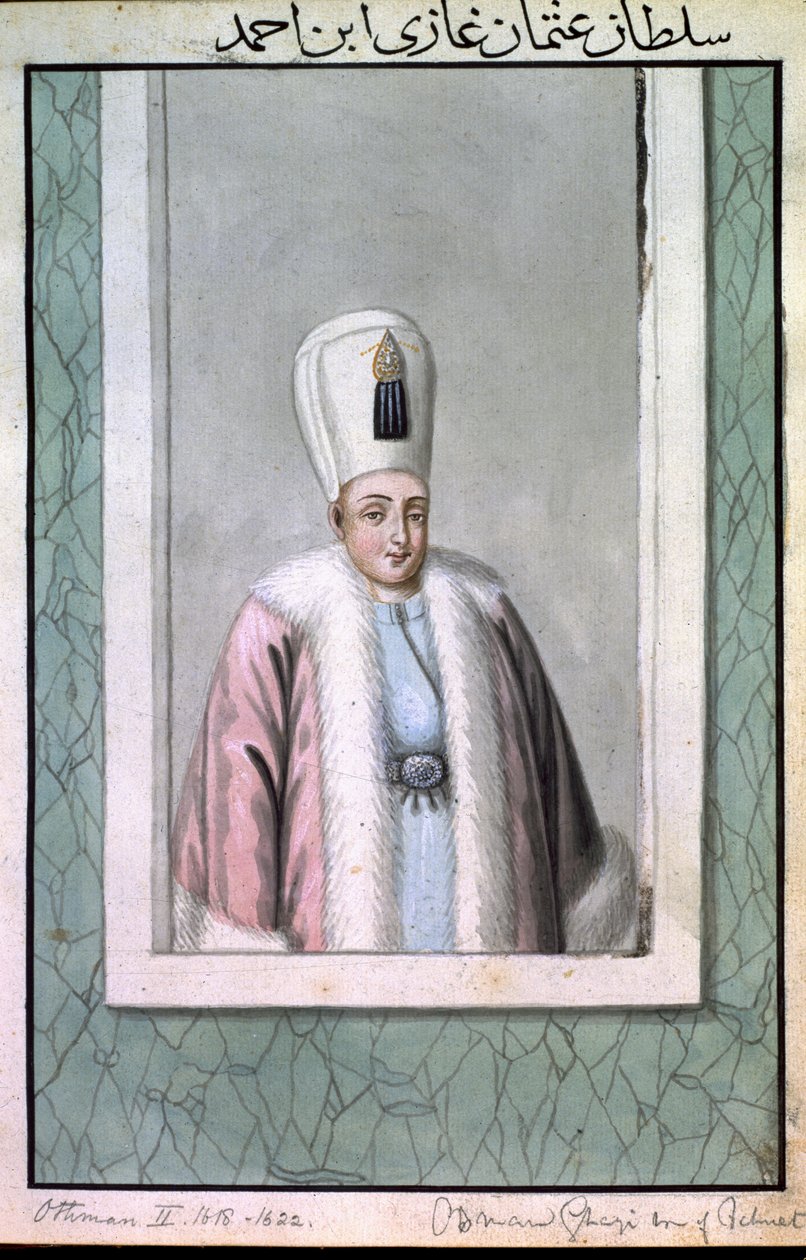 Othman (Osman) II (1603–22) Sultan 1618–22, fra «En serie portretter av Tyrkias keisere» av John Young