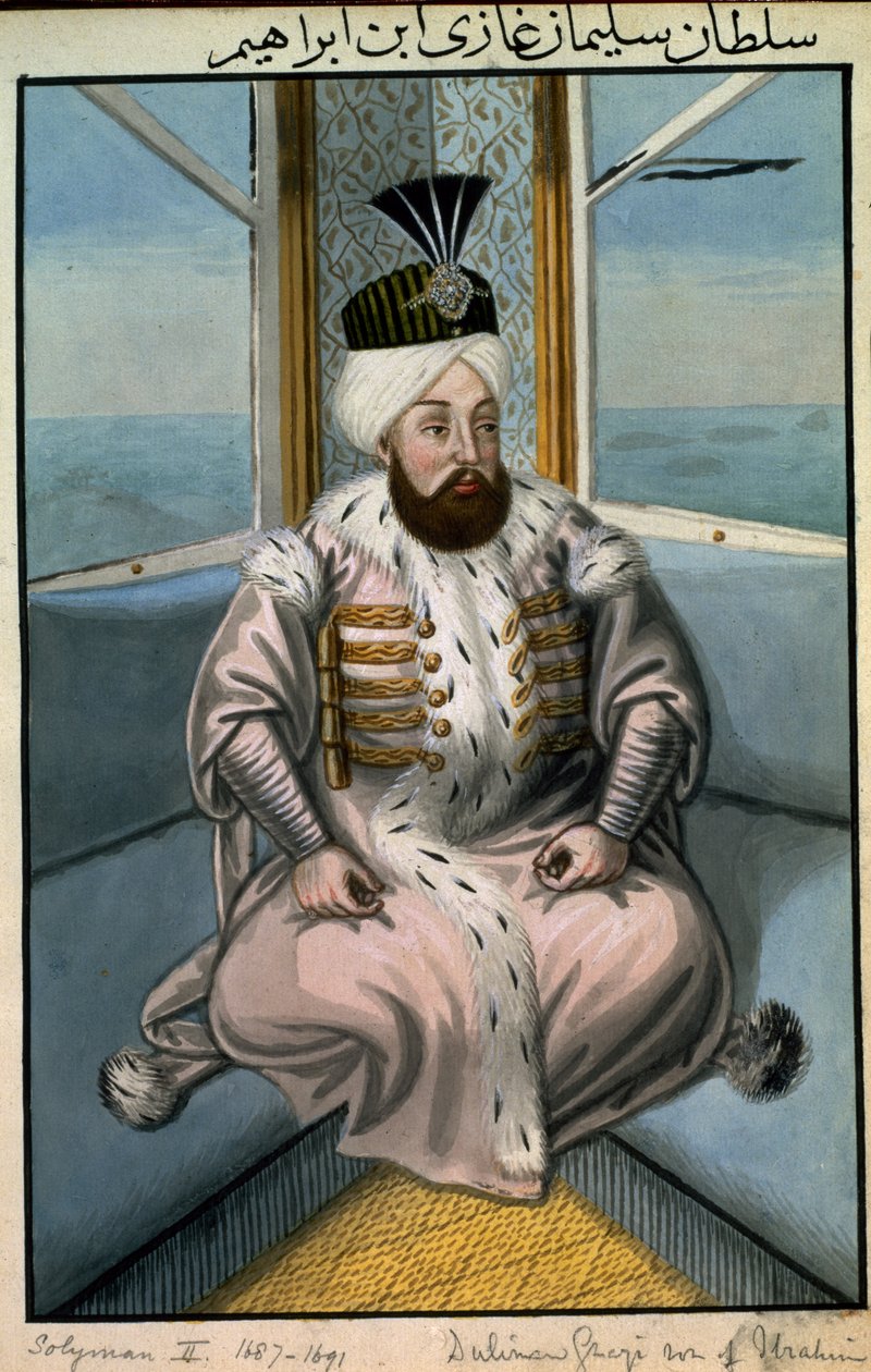 Soliman II (1642–91) Sultan 1687–91, fra «En serie portretter av Tyrkias keisere» av John Young
