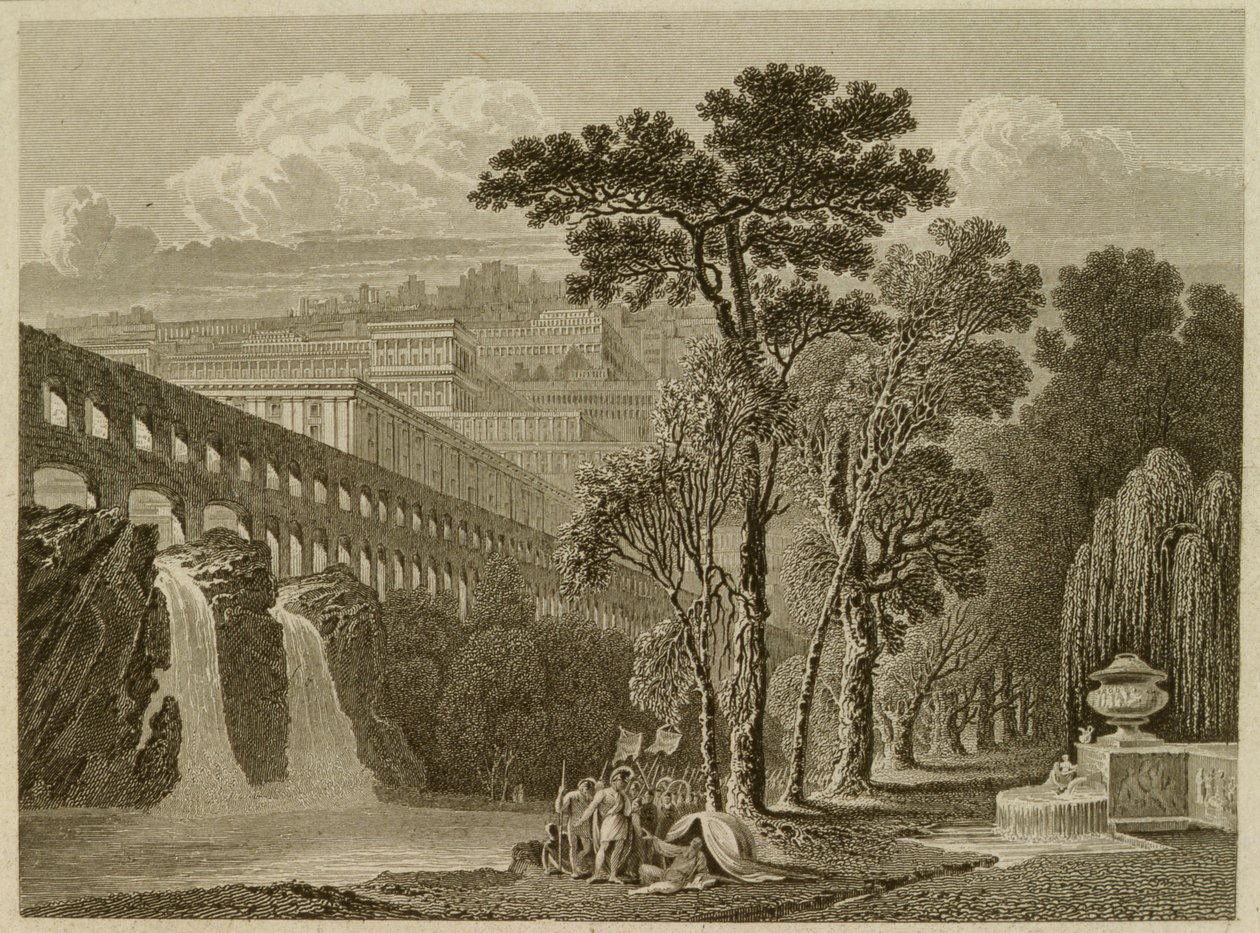 Alexander og Diogenes, gravert av Edward Francis Finden (1791-1857) av John after Martin