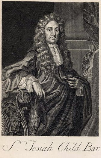 Portrett av Sir Joseph Child (1630–99), gravert av Michiel van der Gucht (1660–1725) av John after Riley