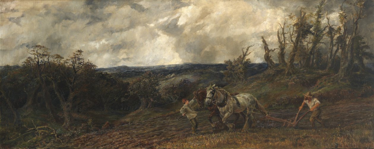 Pløying i stormfullt vær, 1853 av John and studio Gilbert