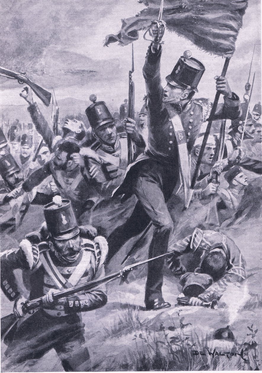 Fremrykningen av Light Division ved Alma, 20. september 1854, illustrasjon fra 'British Battles on Land and Sea' av John de Walton