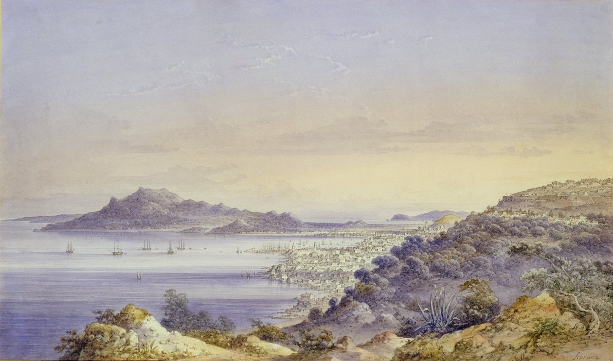 Byen og havnen i Zante av John or Giovanni Schranz