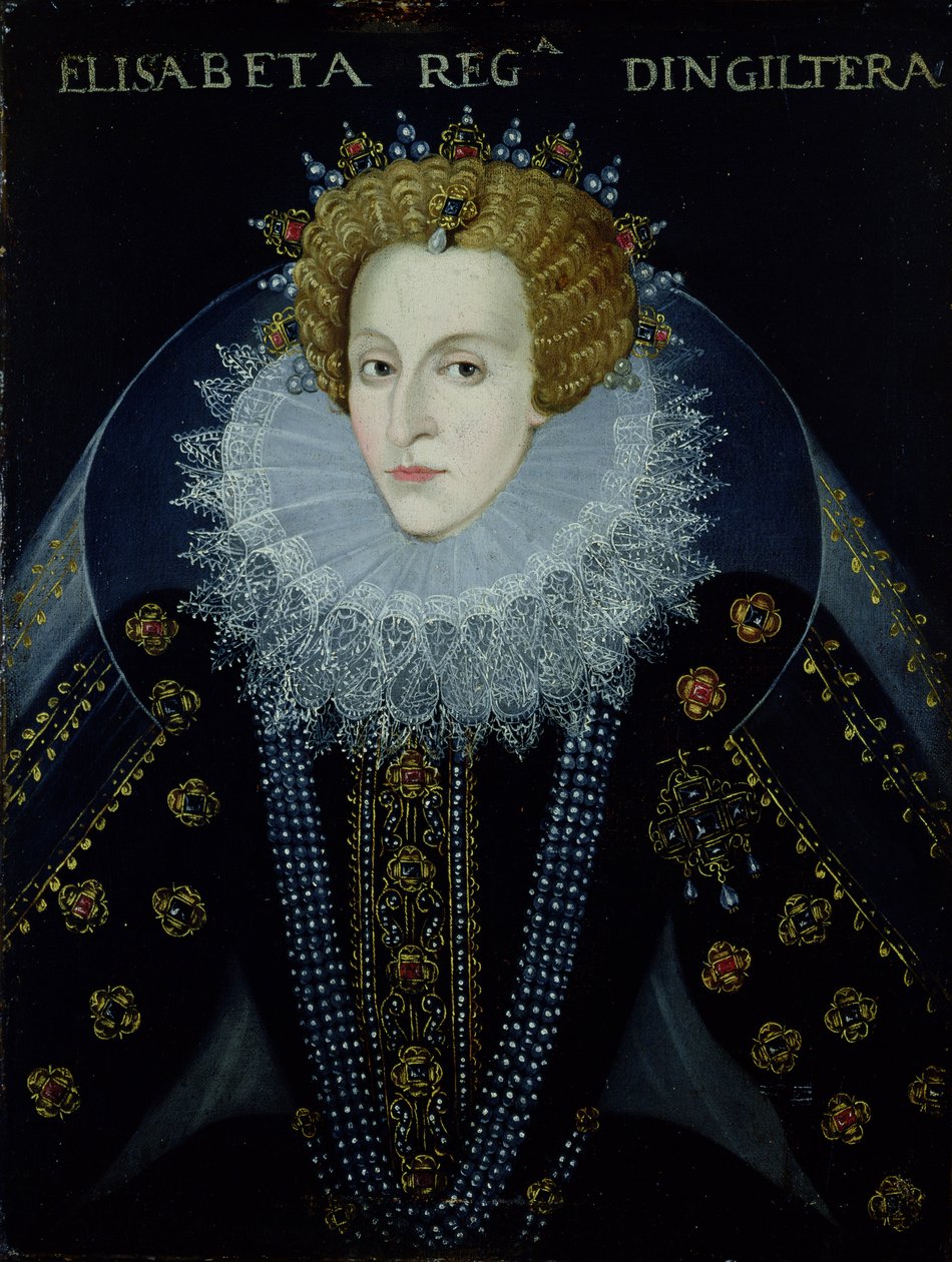 Portrett av dronning Elizabeth I (1533-1603) (olje på lerret) av John the Elder (circle of) Bettes