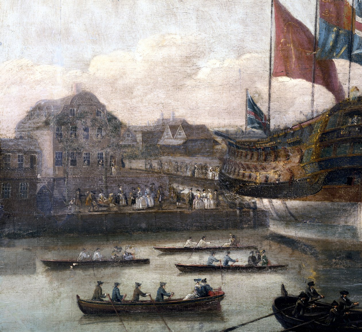 Lansering ved Deptford Dockyard, ca. 1750 (detalj av 264190) av John the Elder Cleveley