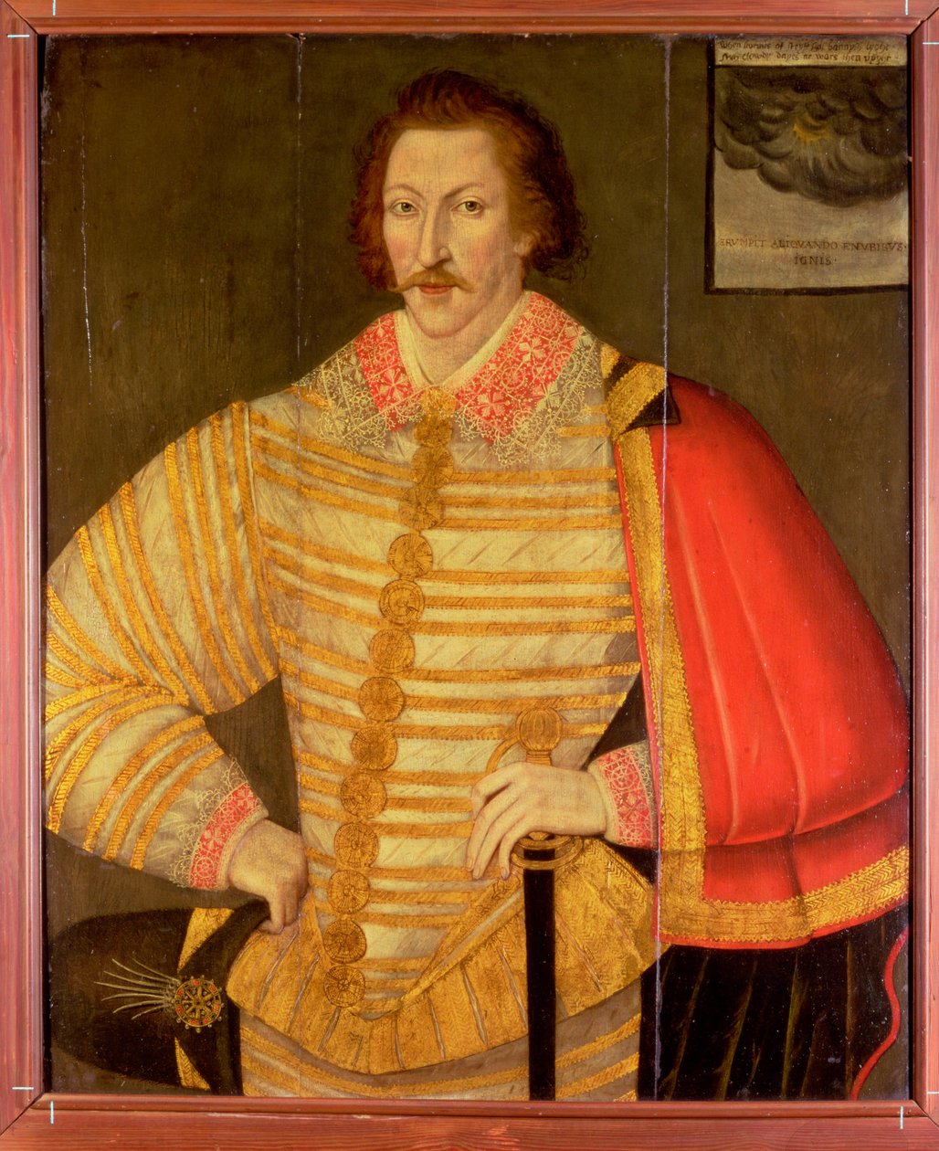 Portrett av en gentleman, antatt å være den engelske navigatøren Thomas Cavendish av John the Younger Bettes