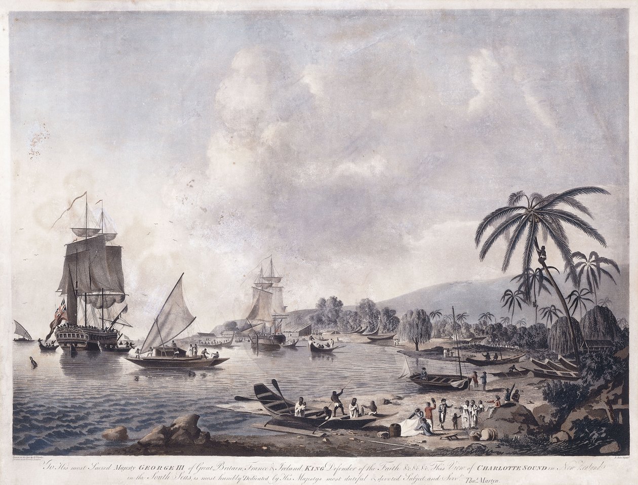 Utsikt over Matavai Bay, Tahiti, 1787 av John the Younger Cleveley