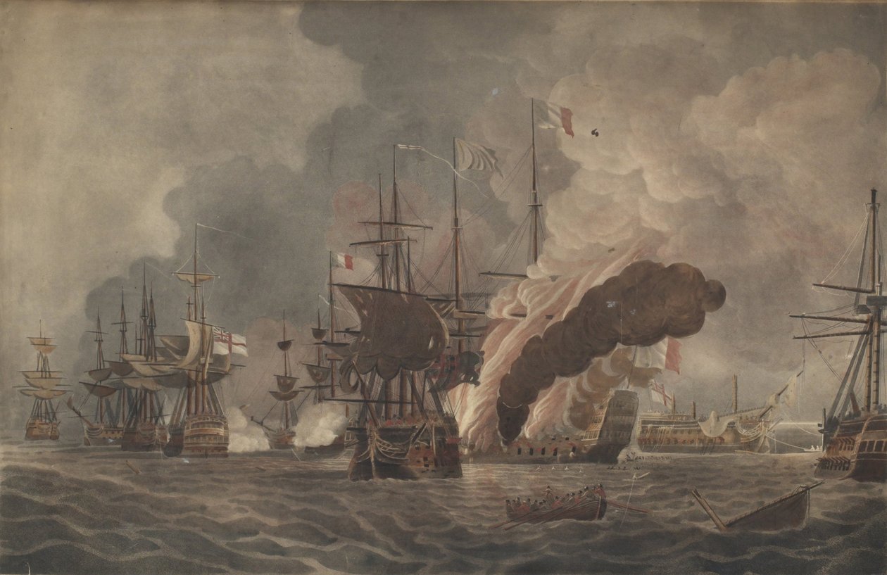 Slaget ved Nilen, ca. 1800 av John william Edy
