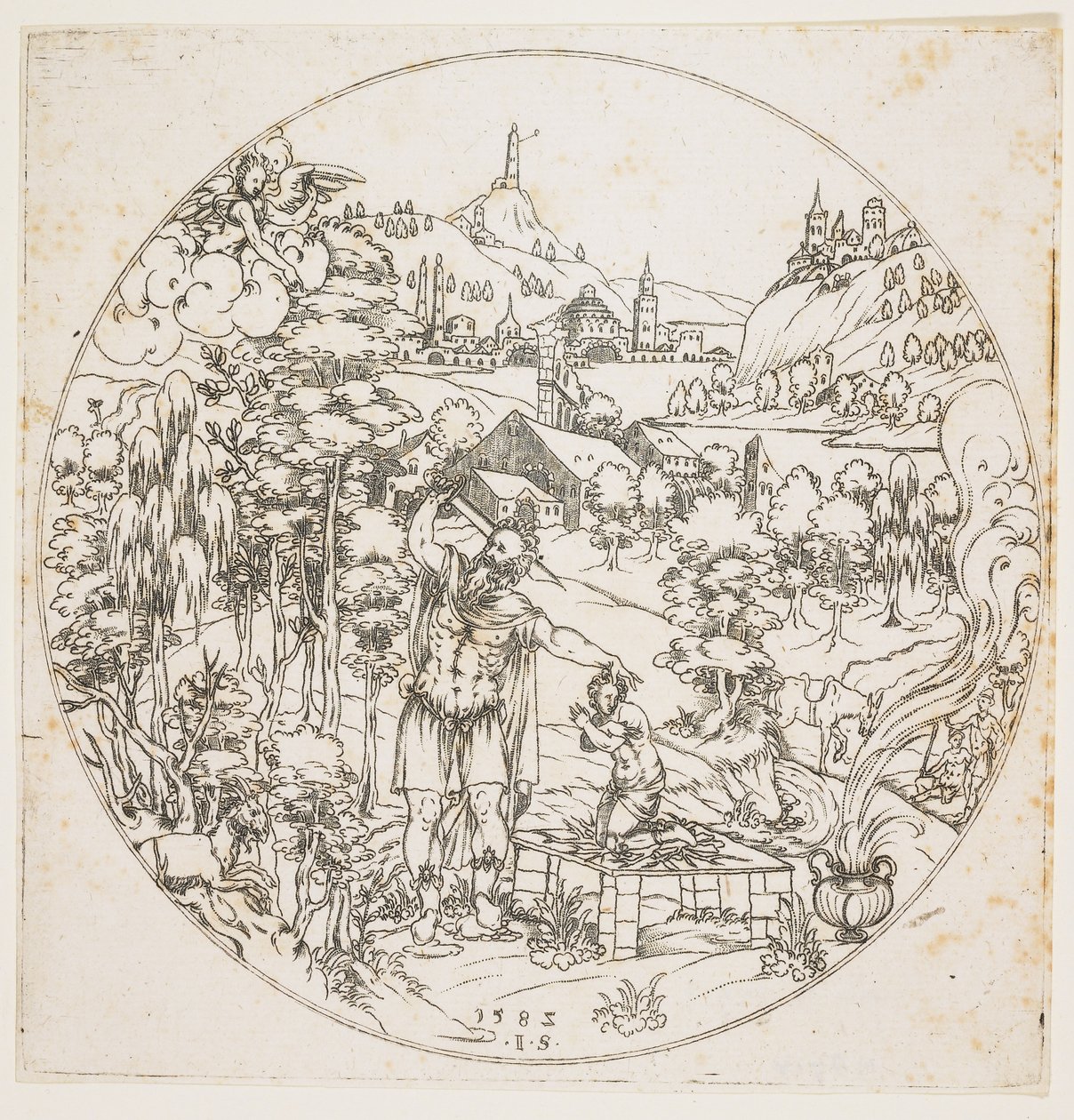 Abrahams Sacrifice, 1585 (stansegravering) av Jonas Silber