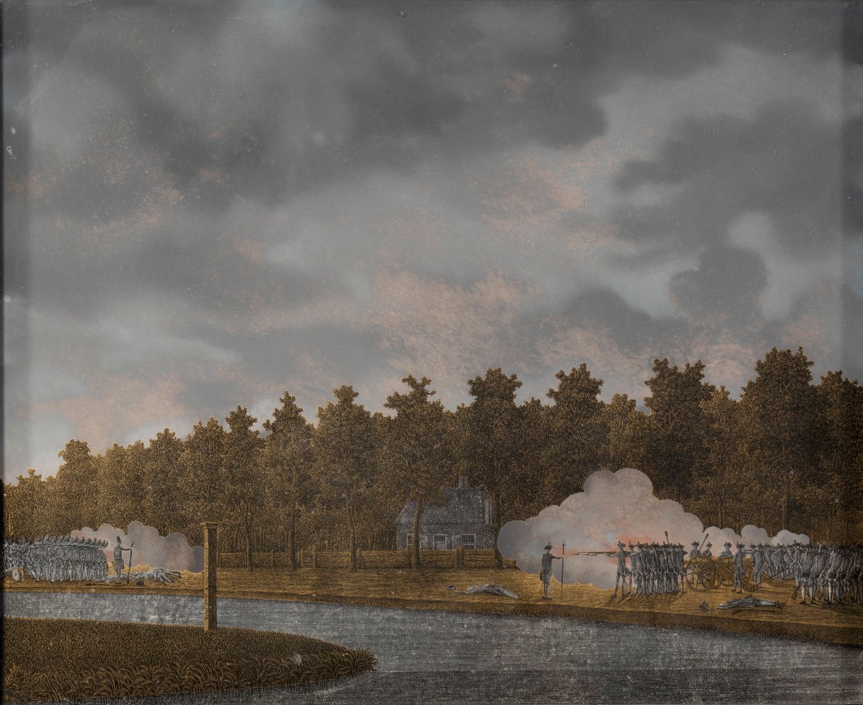 Ildveksling på Vaartse Rijn nær Jutphaas, 1787-88 (glass) av Jonas Zeuner