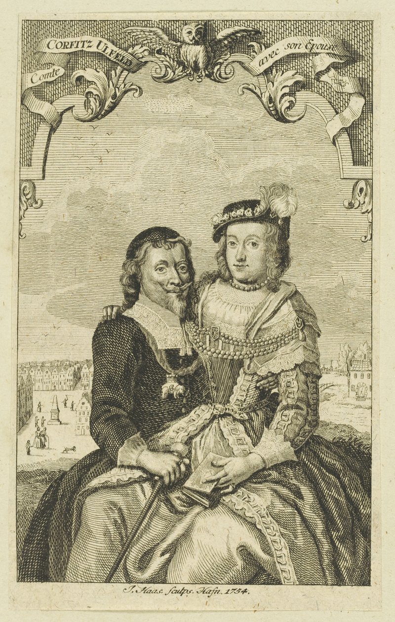Dobbeltportrett av Corfitz Ulfeldt og hans kone Leonora Christina, 1754. av Jonas Haas