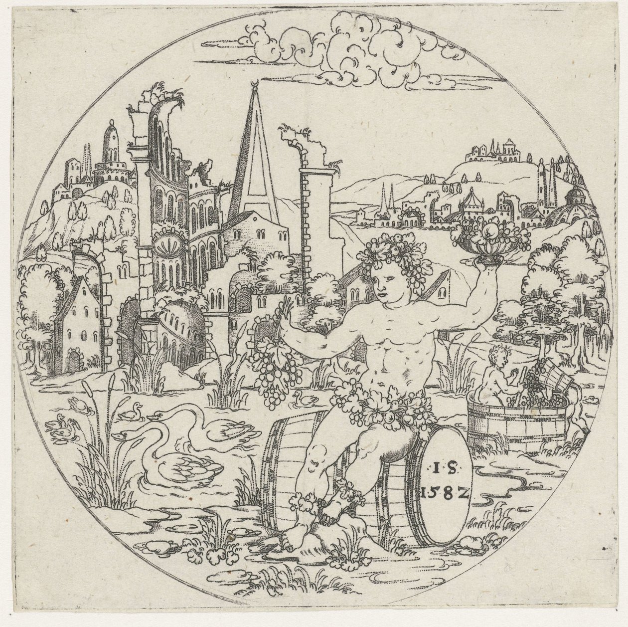 Bacchus Bottoms of Bowls: Landscapes with bibelske og mytologiske skildringer (serietittel) av Jonas Silber