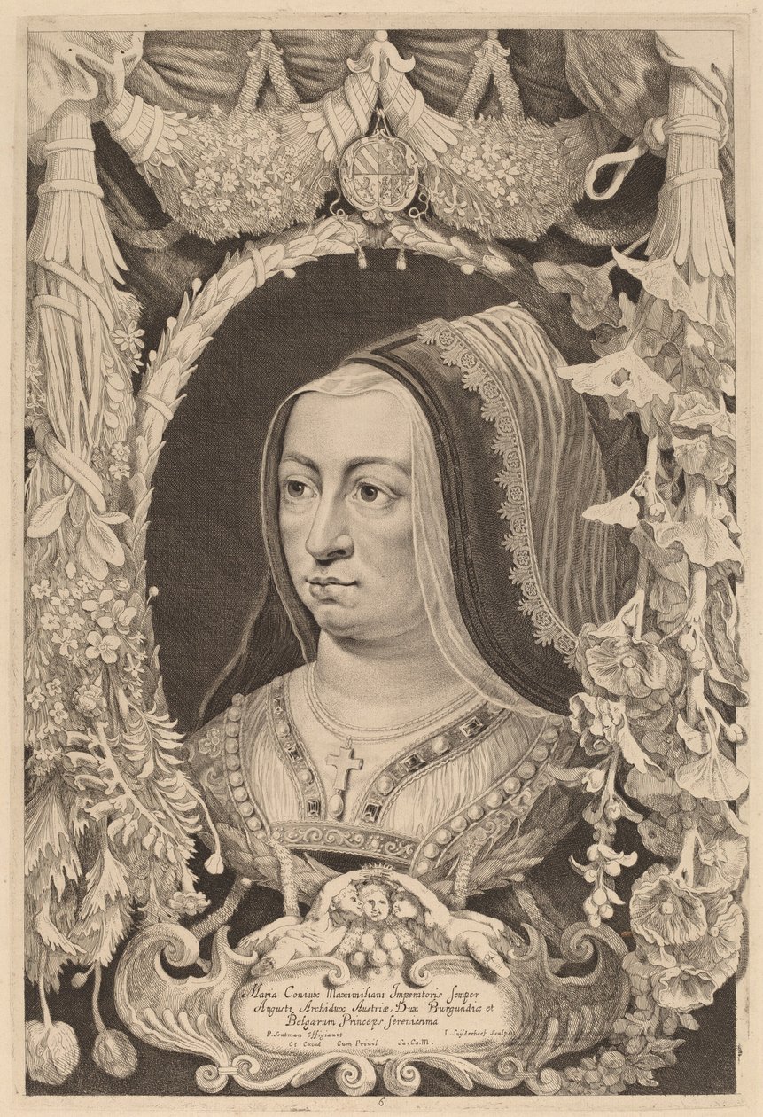 Maria av Burgund, keiserinne og kone til Maximilian I av Jonas Suyderhoff after Pieter Claesz Soutman