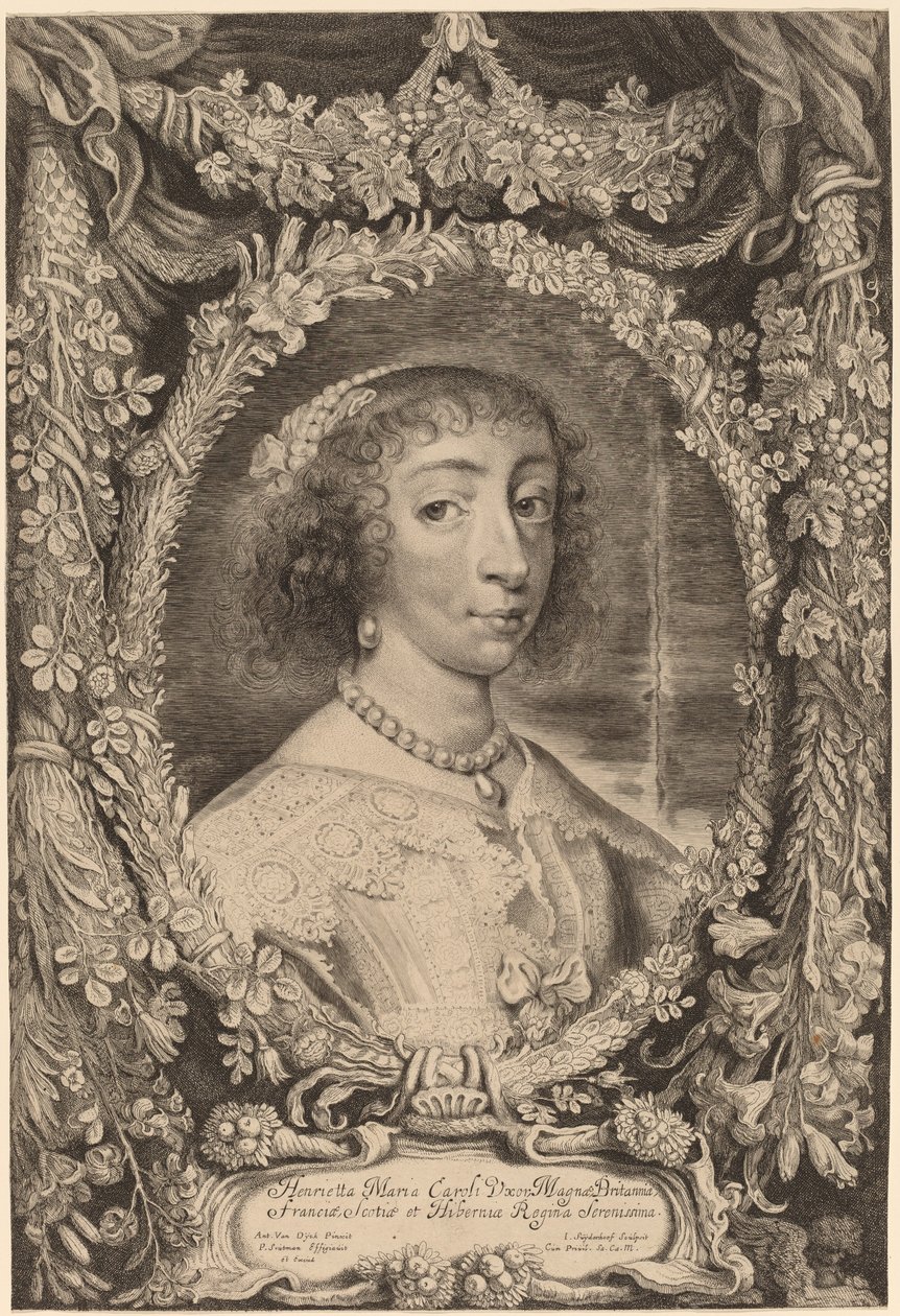 Henrietta Maria, dronning av England av Jonas Suyderhoff after Sir Anthony van Dyck