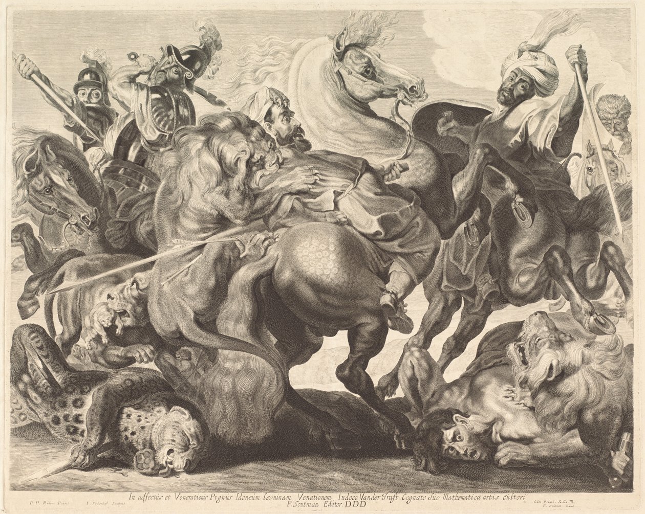 En Løvejakt av Jonas Suyderhoff after Sir Peter Paul Rubens