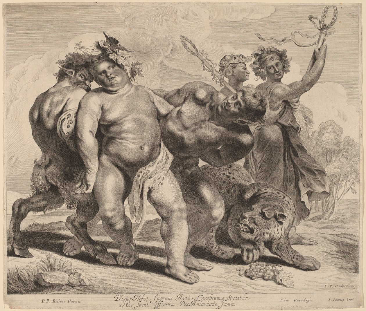 Beruselse av Bacchus av Jonas Suyderhoff after Sir Peter Paul Rubens