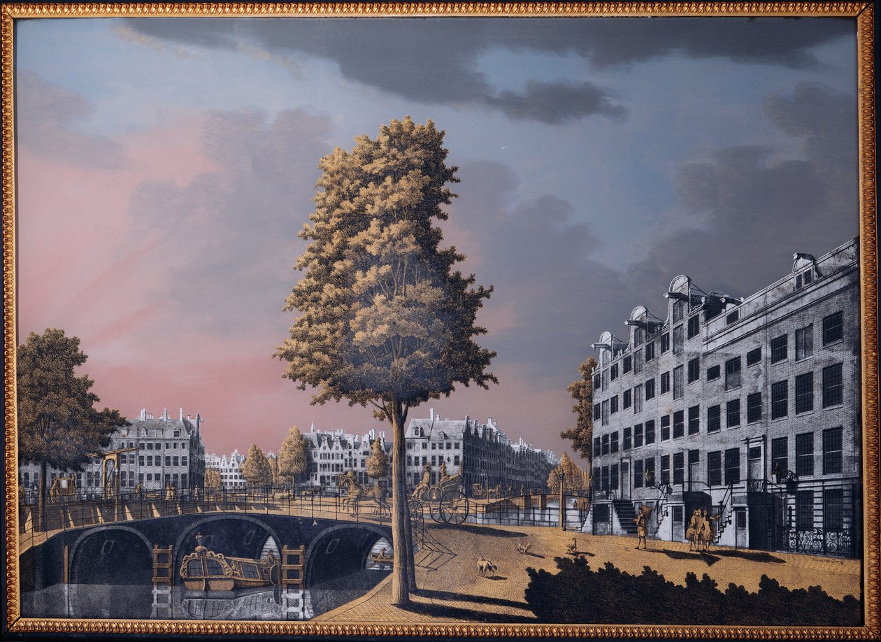 En utsikt over Herengracht med utsikt over Binnenamstel og Nieuwe Herengracht, Amsterdam, 1776 av Jonas Zeuner