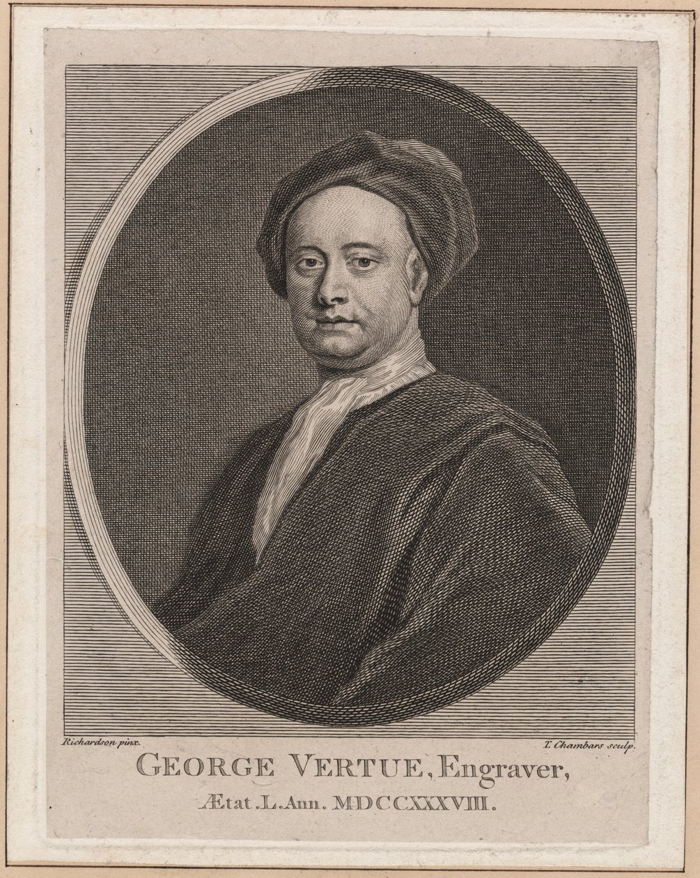 George Vertue, gravert av Thomas Chambars (1724-89), ca. 1762 av Jonathan Richardson