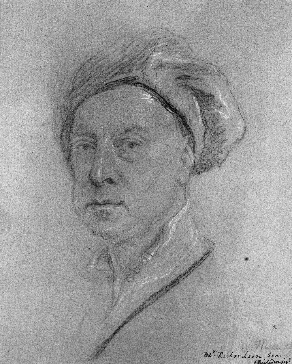 Selvportrett, 1734-35 (kritt på papir) av Jonathan Richardson