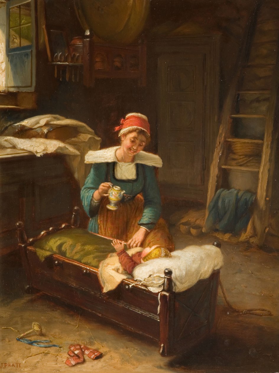 Interiør med mor og barn, 1911. av Jonathon Pratt