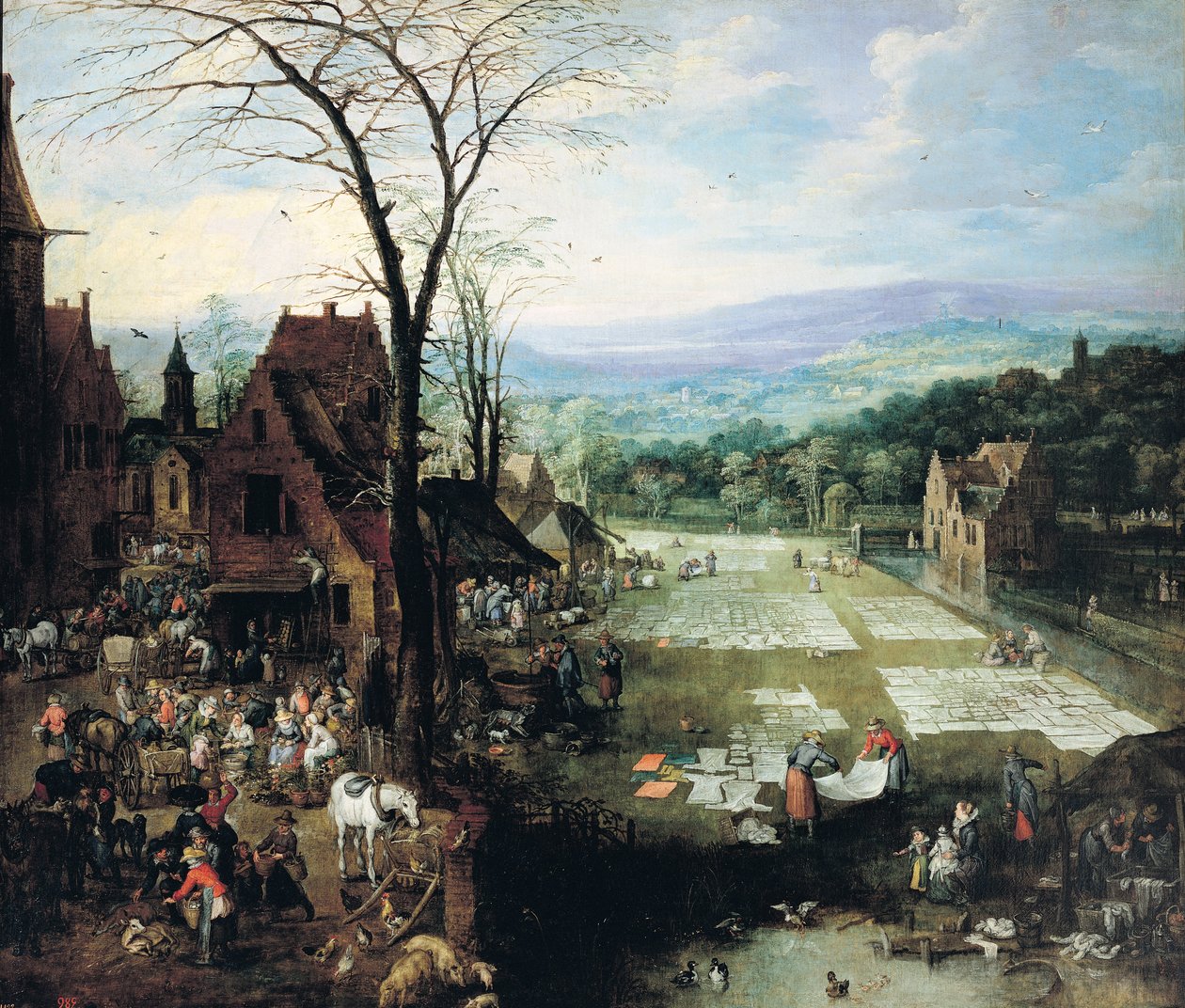 Market and Bleaching Ground, 1620-22 av Joos or Josse de Momper