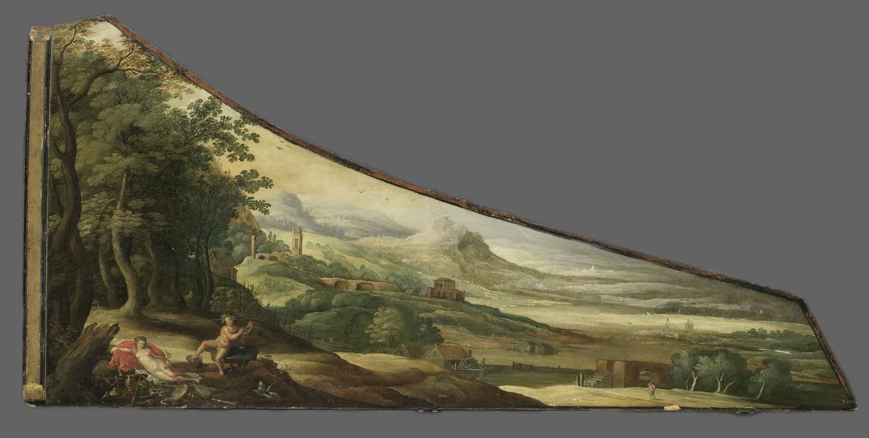 Maleri på et cembalolokk med Bacchus og Cybele Maleri på et cembalolokk med Euridices død av Joos de Momper (II) (manner of)