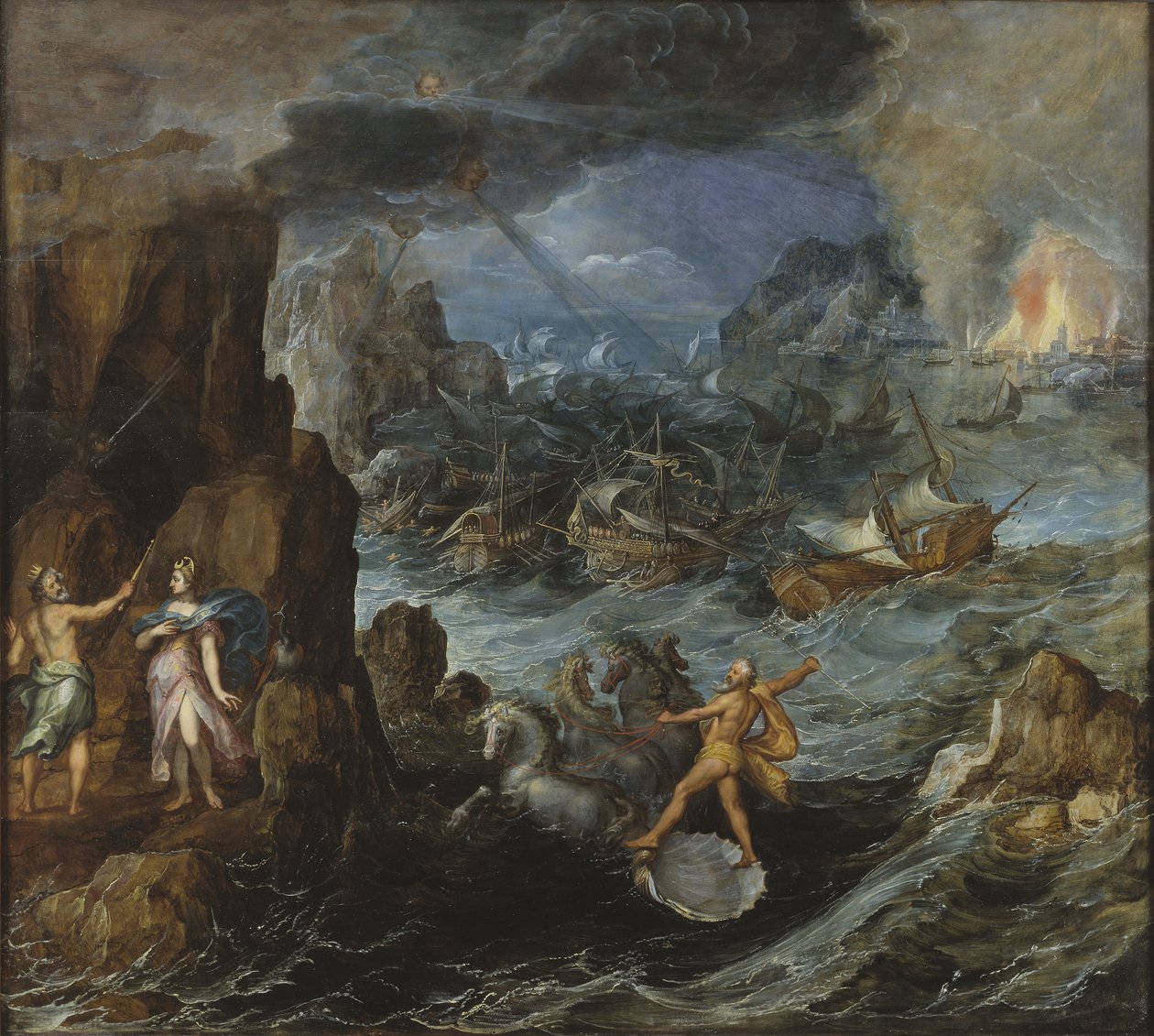 Forlis av den greske flåten på reisen hjem fra Troy, ca. 1585-90 av Joos or Josse de Momper