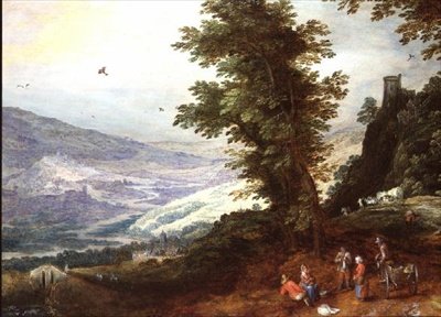 Omfattende landskap med bønder av Joos or Josse de The Younger Momper